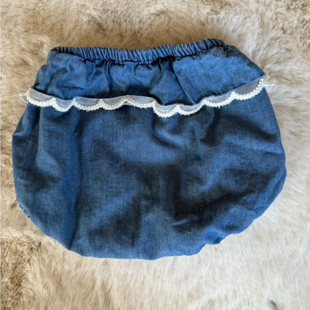 Chloe - Blue Baby Bloomers with Lace Trim 🎀